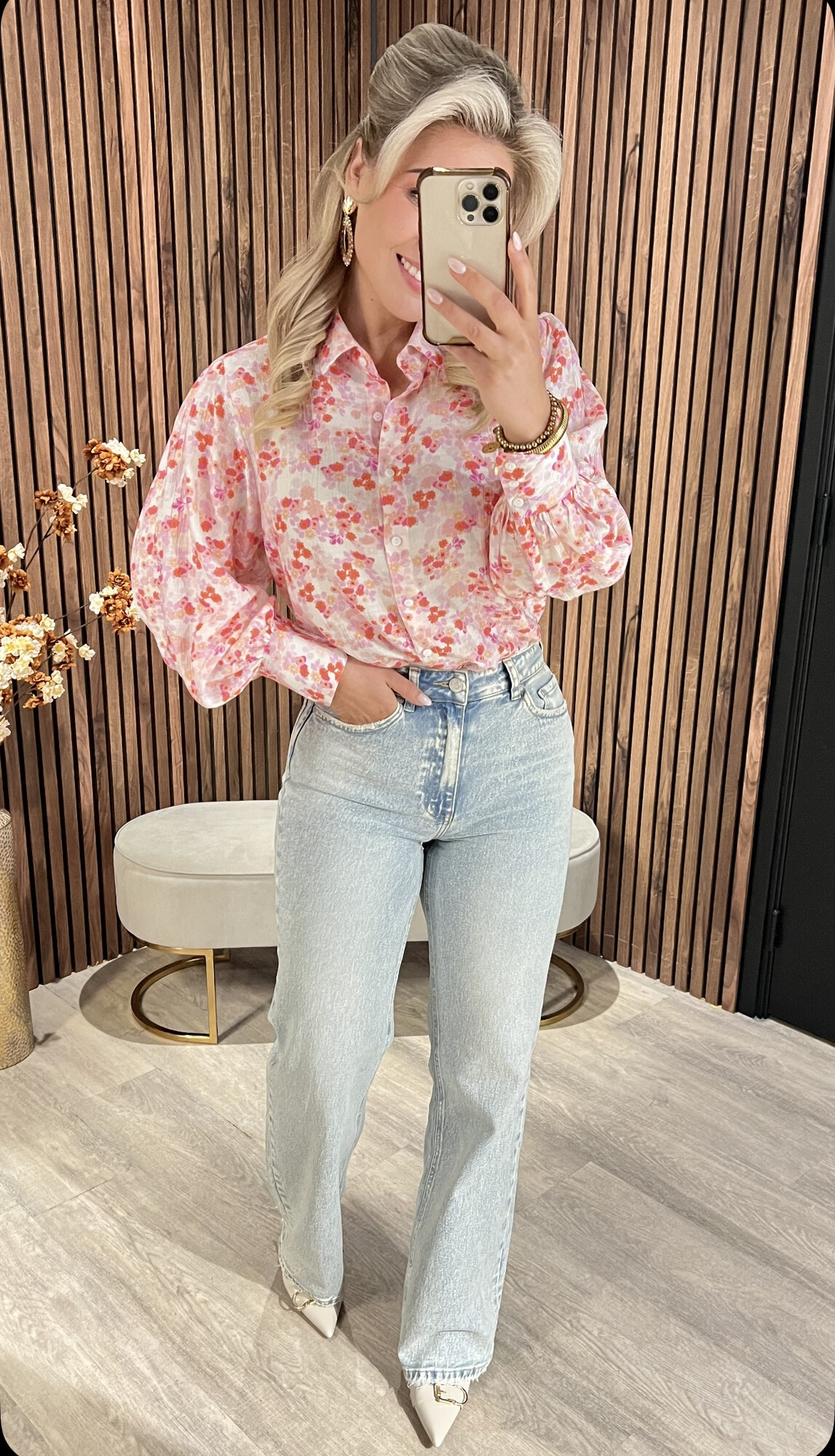 Blouse Flowers Pink SALE-0