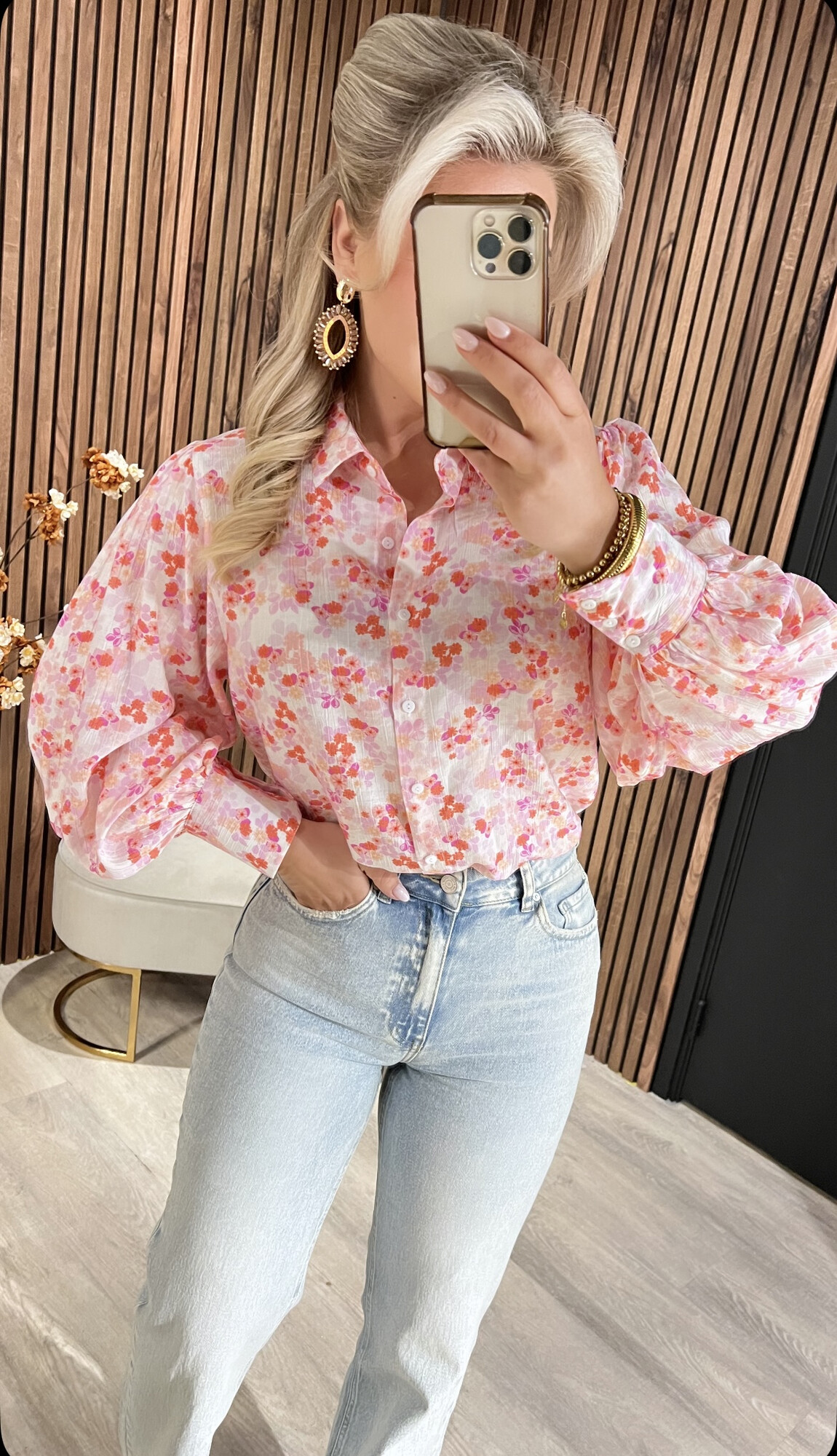 Blouse Flowers Pink SALE-19208