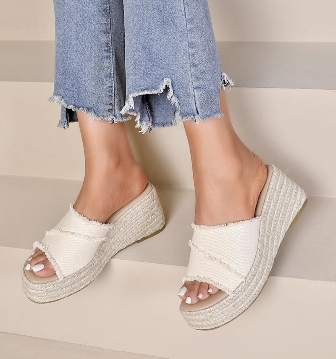 Sandalen Plateauzool Beige SALE-0