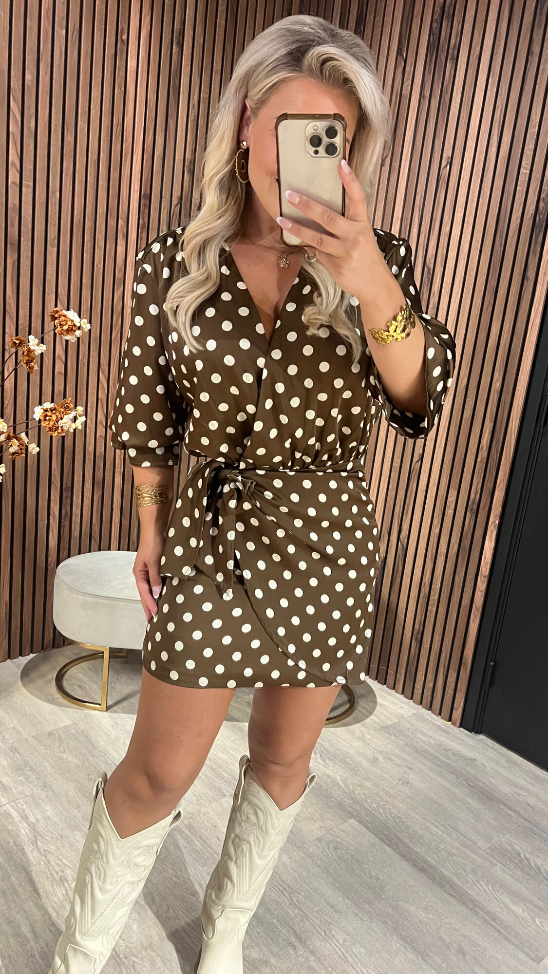 Dress Dot Brown SALE-19925