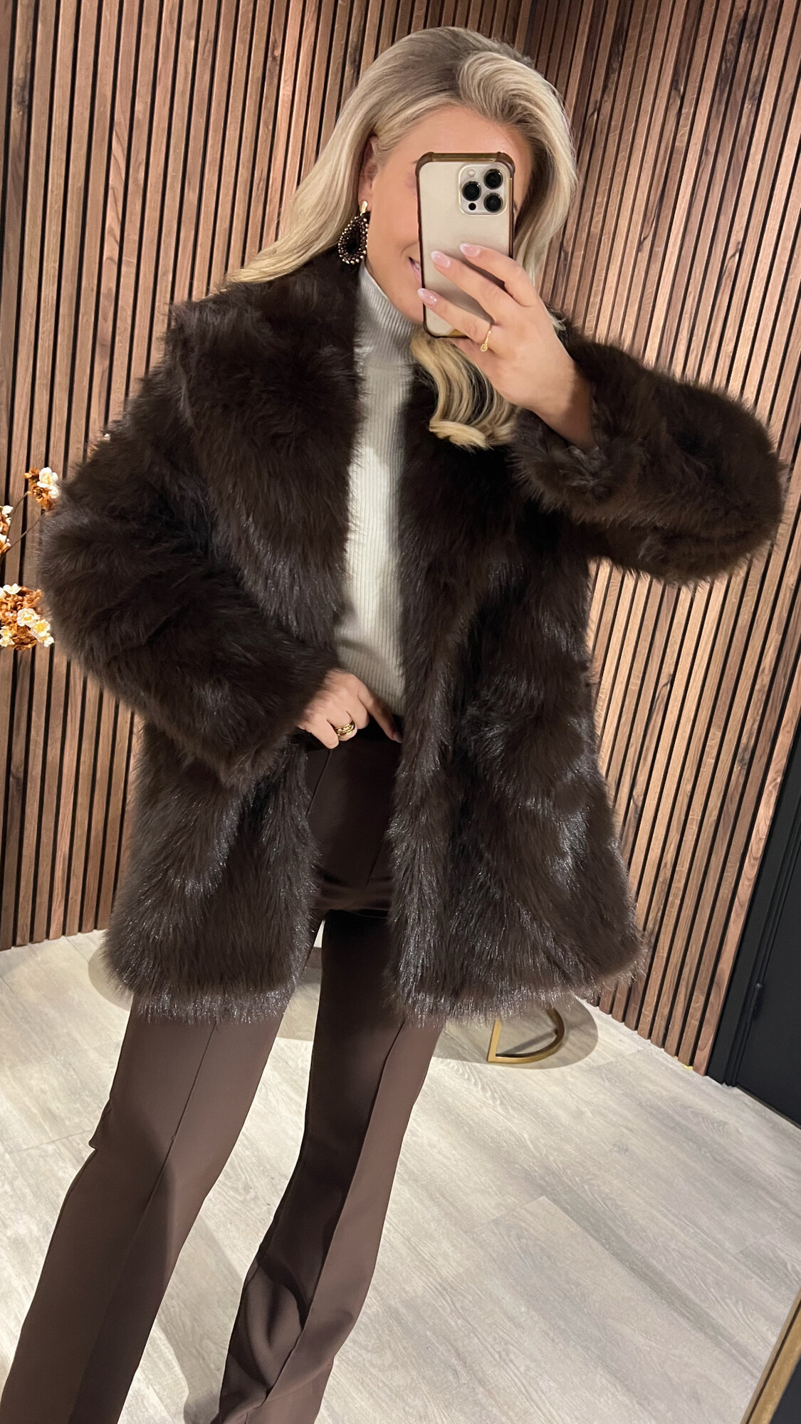 Jacket Faux Fur Brown-20161