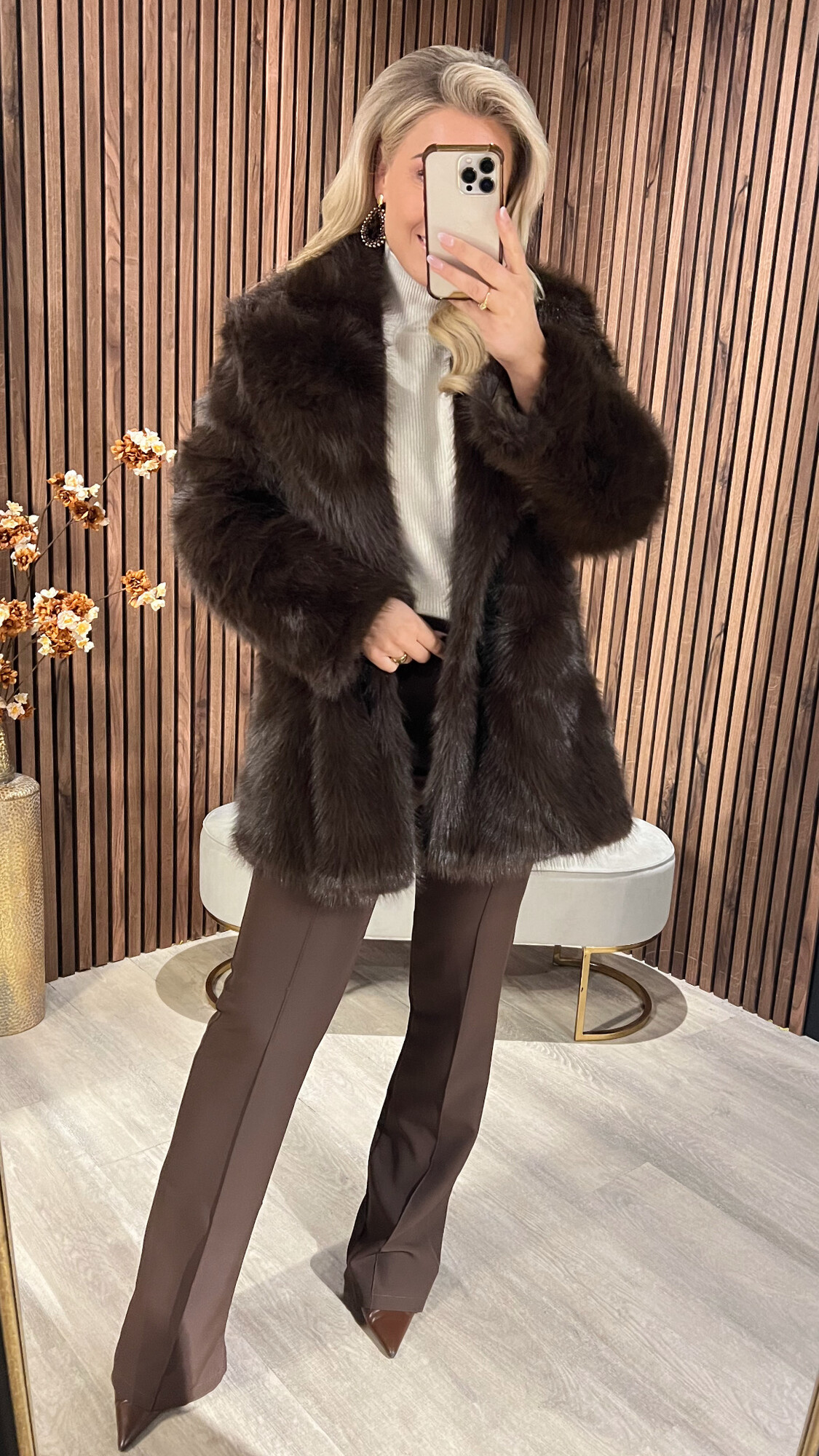 Jacket Faux Fur Brown-0